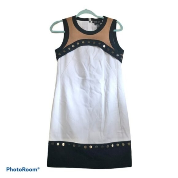 Etcetera White Tan Colorblock Sleeveless Dress Size 2 - Picture 2 of 7